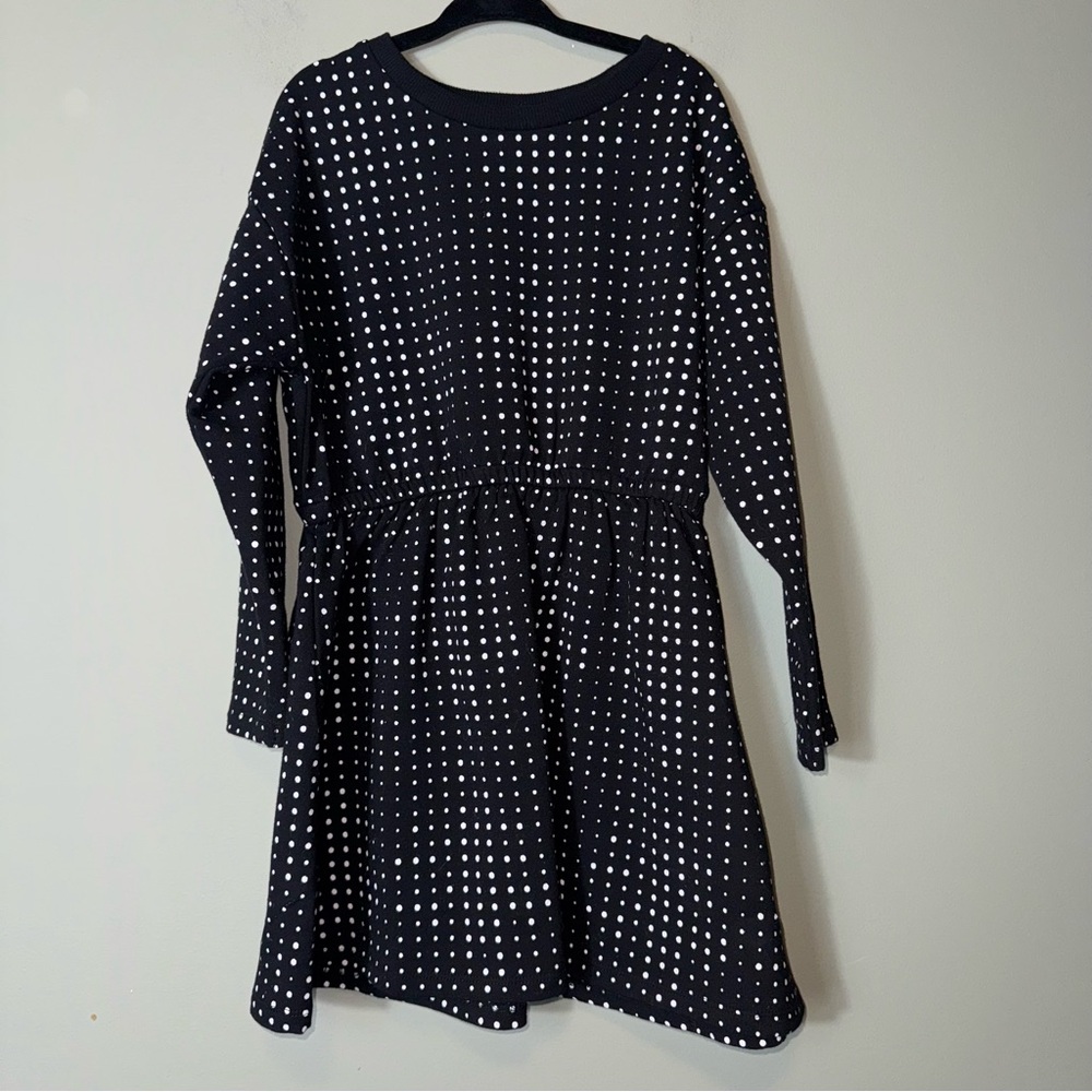 Miles the Label Girls MIDI Dots Printed on Black‎ Sweatshirt Dress Size 5Y